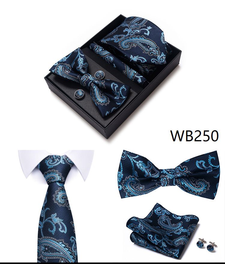 Gravatas e lenços masculinos, conjunto de gravatas masculinas, caixa de presente, 6 peças, gravata formal de negócios, fabricante de guangzhou_voghion.com