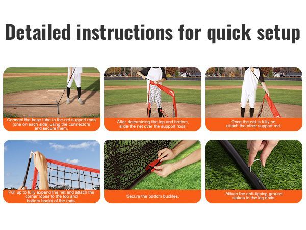 VEVOR 5x5 Ft Baseball Softball Practice Net, Portable Baseball Training Net For Hitting Batting Catching Pitching, Backstop Baseball Equipment With Bow Frame, Carry Bag, Strike Zone, Ball, Batting Tee_voghion.com