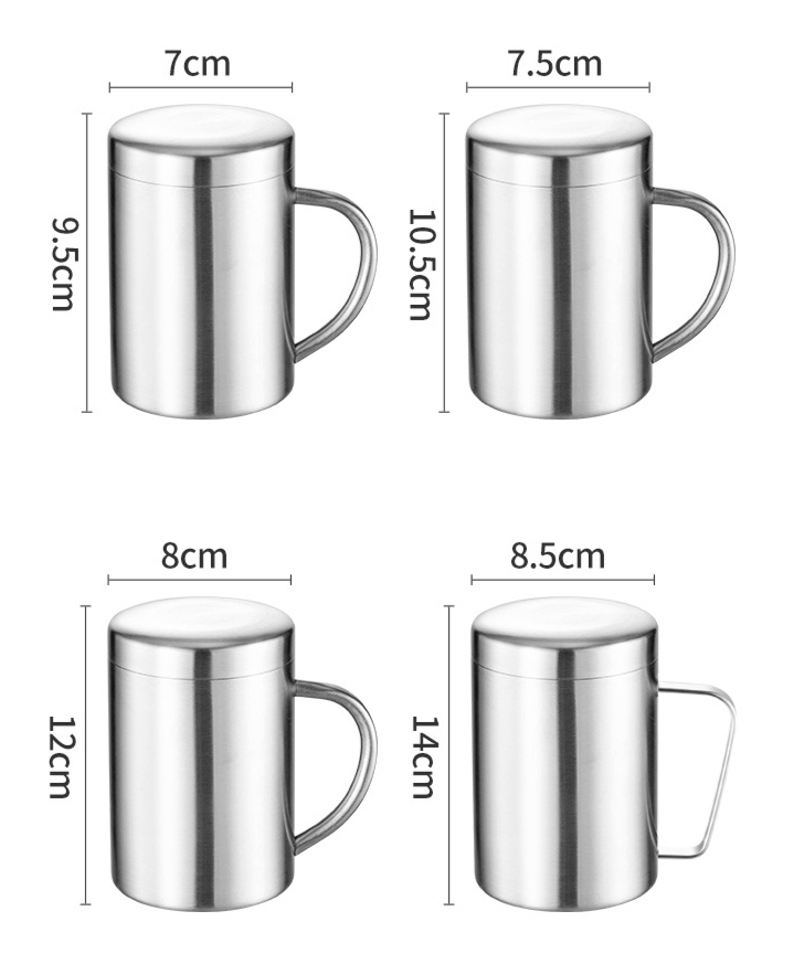 304 Stainless Steel Mug Insulated Anti-scald Double-layer Lid Water Coffee Cup_voghion.com