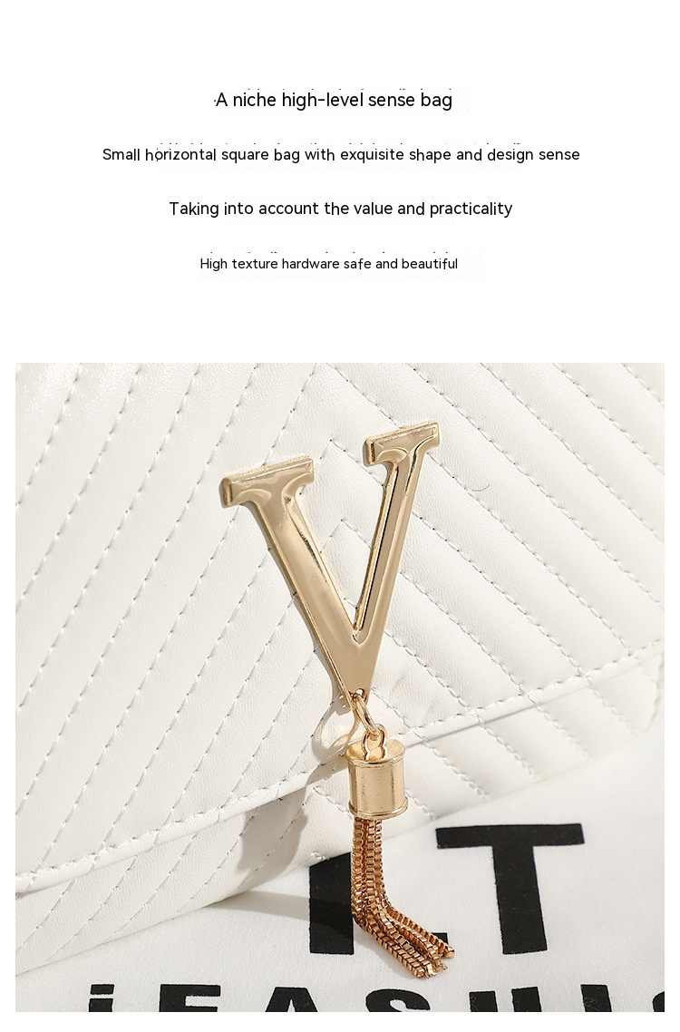 Sac à bandoulière brodé à rayures pour femmes, nouvelle mode, décoration de pompon en forme de V, sac à bandoulière polyvalent à la mode_voghion.com