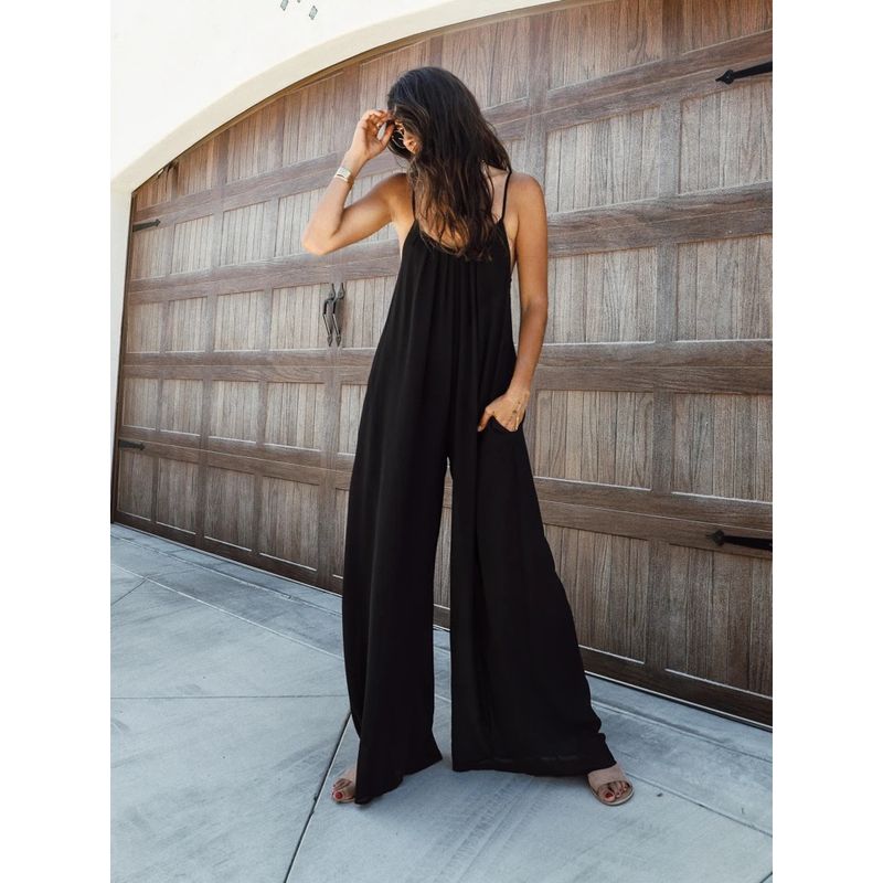 Damkläder Sexig V-ringad grimma lös jumpsuit hem casual semester stil jumpsuit kvinna_voghion.com
