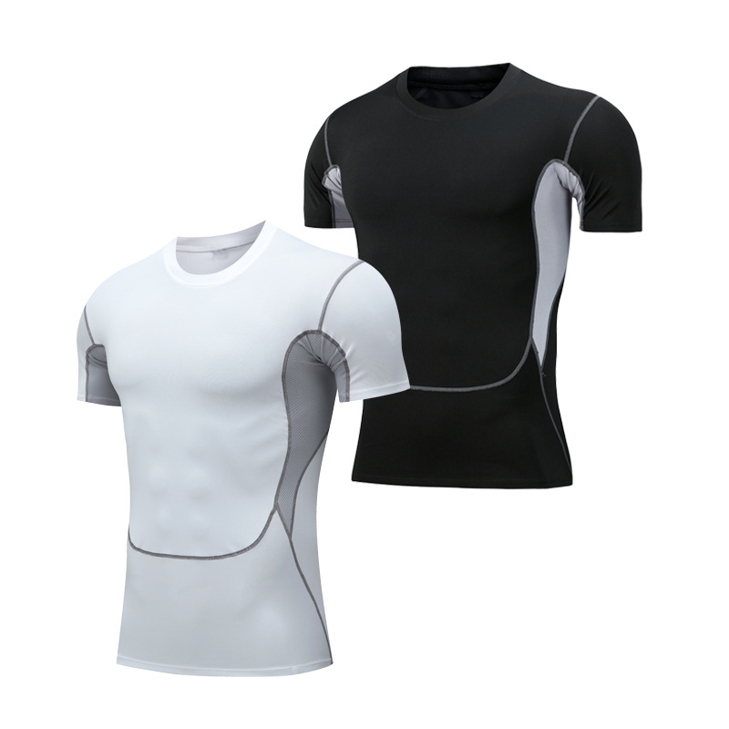 Ανδρικά ρούχα Running fitness Φορέστε ελαστικό αθλητικό κολάν γρήγορο στέγνωμα προπόνηση γυμναστικής μπάσκετ γυμναστική με κοντομάνικη βάση_voghion.com