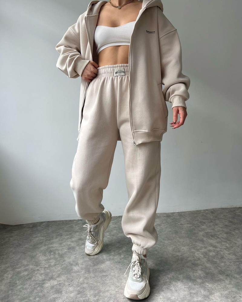 Sudadera de terciopelo de manga larga para mujer, pantalones, traje informal con capucha y estampado de moda para mujer_voghion.com