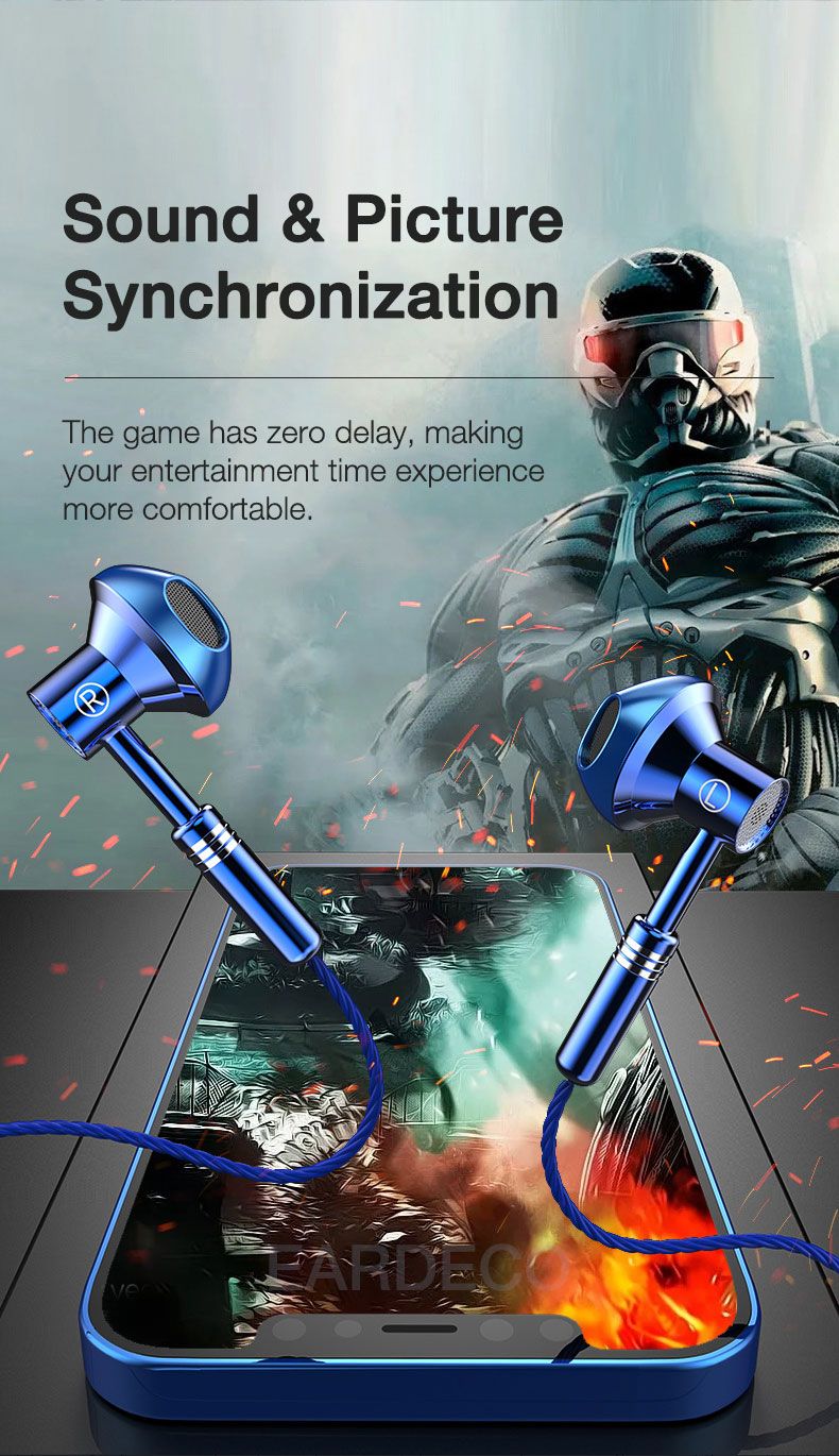 9D stereo headset with microphone, audio earphone with Graves cable, and microphone_voghion.com