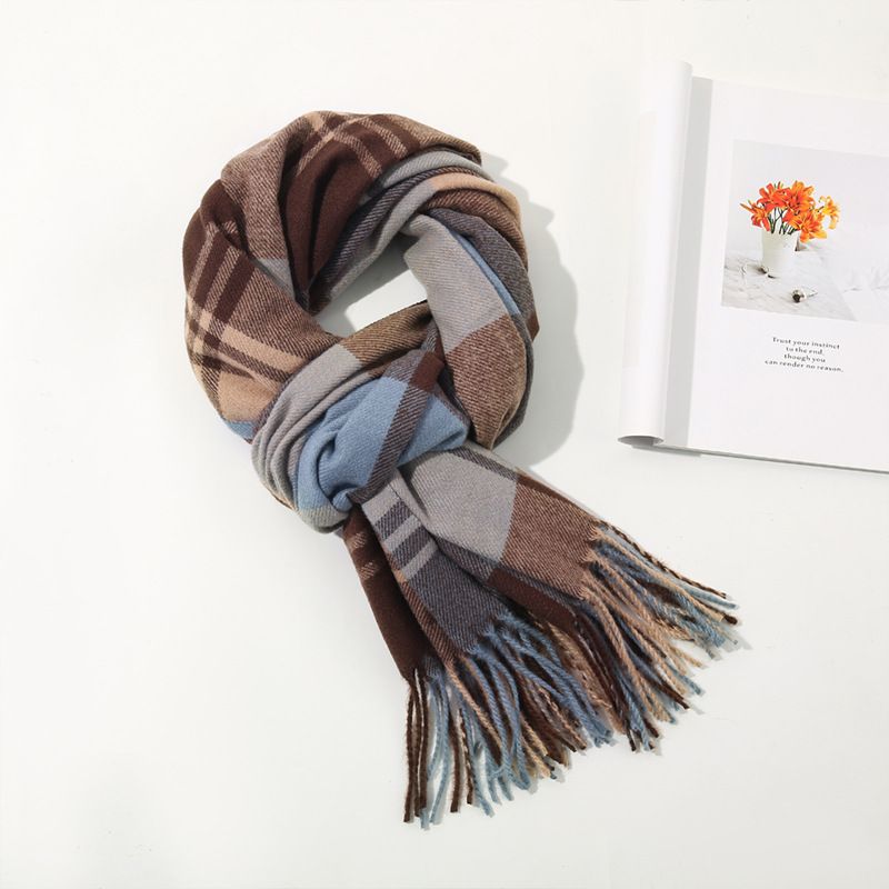 Bunte kontrastierende Plaid i Mitation Kaschmir Ins Stil, einfach zu tragen im Herbst Winter warm zu halten, Su Da Schal, Männer und_voghion.com