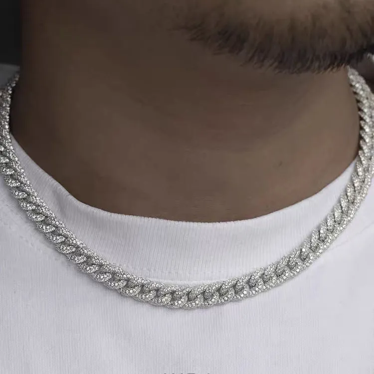 Ketting Armband Moissanite Dia Custom Vvs Cubaanse K S Sier 10mm Grote Tennisketting Stevige Achterkant Hiphop_voghion.com