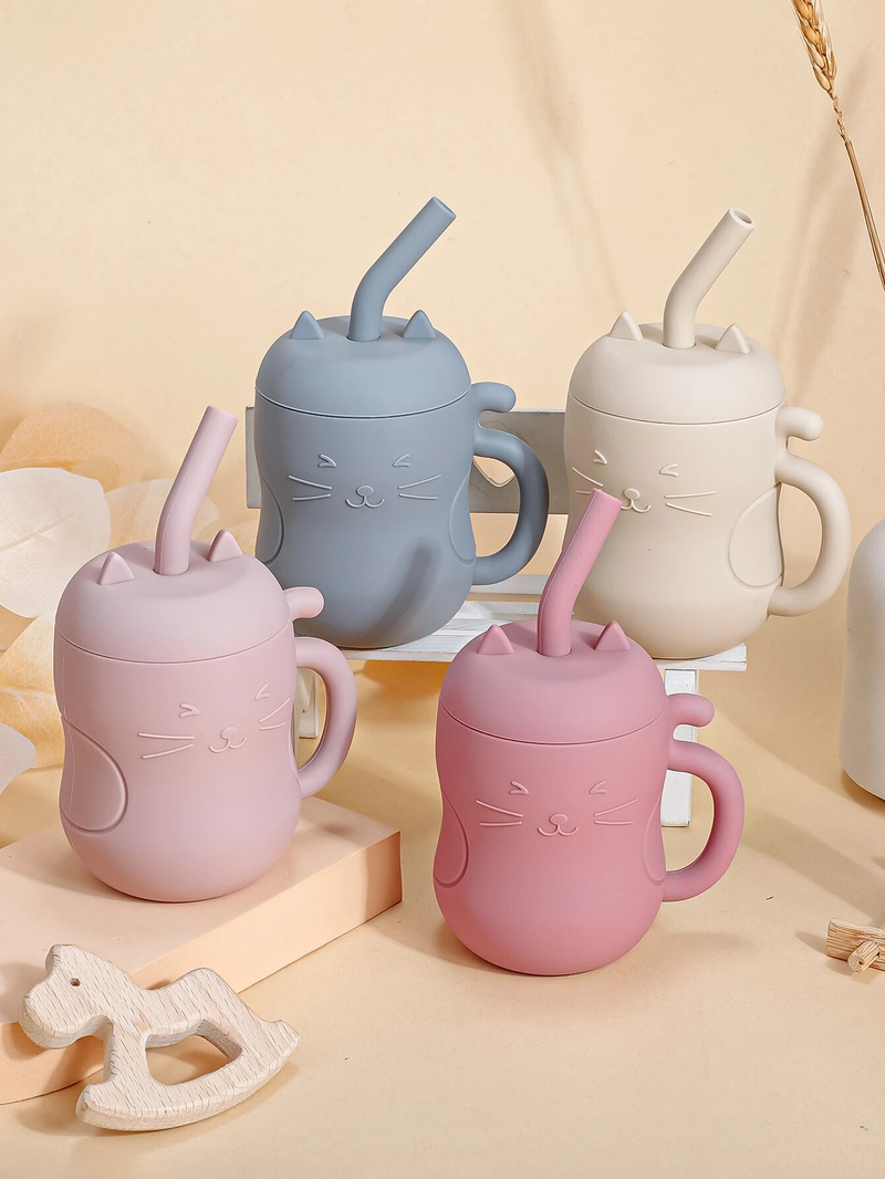 1 peça de canudo de silicone para bebês, copo portátil sem BPA para armazenamento, recipiente para lanche, copo de alimentação, copo à prova de vazamento para crianças, copo de bebida para aprendizagem_voghion.com