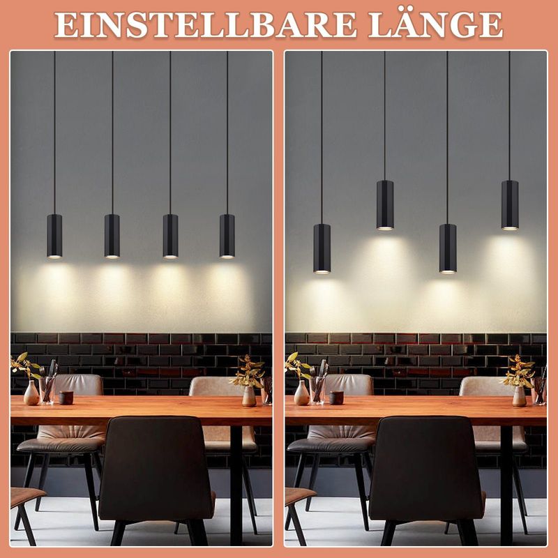 Glitzerlife Hängelampe Esstisch Schwarz 4 Flammig - Pendelleuchte GU10 Industrial Esszimmerlampe Hängend Metall Moderne Hängeleuchte Für Innen Küche Schlafzimmer_voghion.com