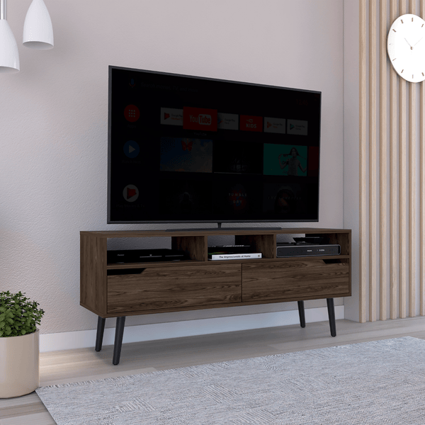 Kobe Tv Stand For TV´s, Three Open Shelves, Two Flexible Drawers_voghion.com