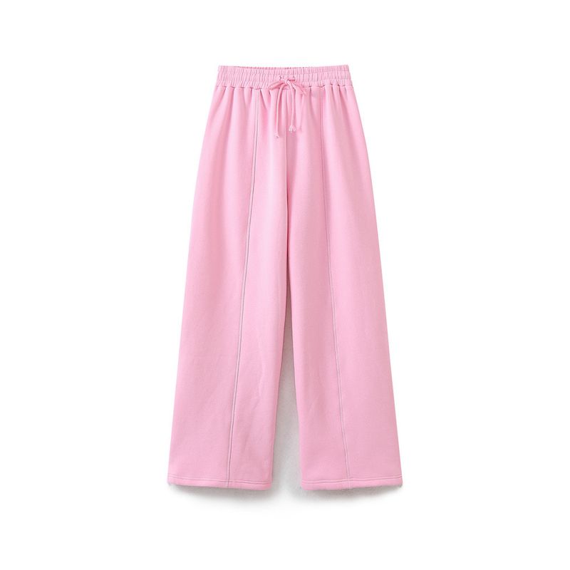 Set mit Kapuzenoberteil und Hose im französischen Stil – Lässiges Streetwear-Outfit für Damen – Zweiteilige Loungewear aus Polyester (Weiß/Pink, S/M/L)_voghion.com