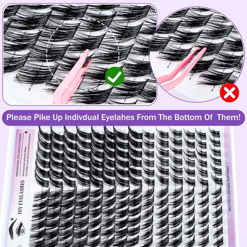 168 Faux cils denses, bouclés naturels, à poser soi-même, en forme de C incliné_voghion.com