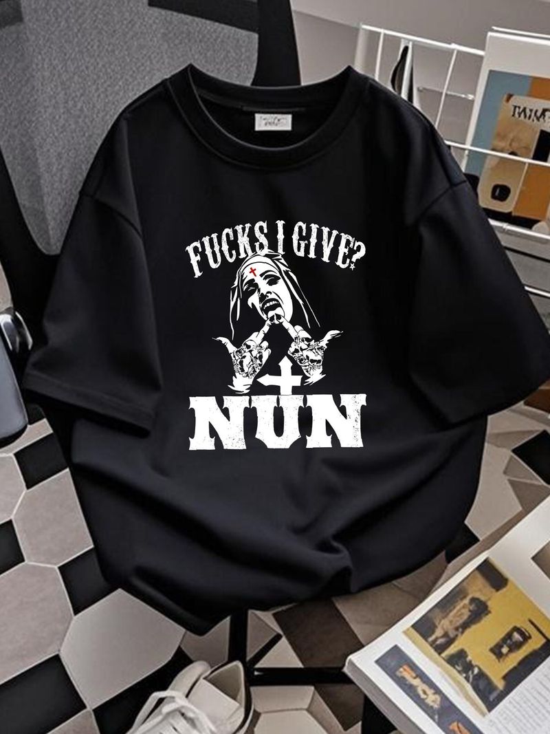 Unholy Nun Zero F Given Nun F - Divertente maglietta regalo sarcastica taglia S-5XL Top estivo da uomo per l'uso quotidiano Unisex morbido streetwear elasticizzato_voghion.com