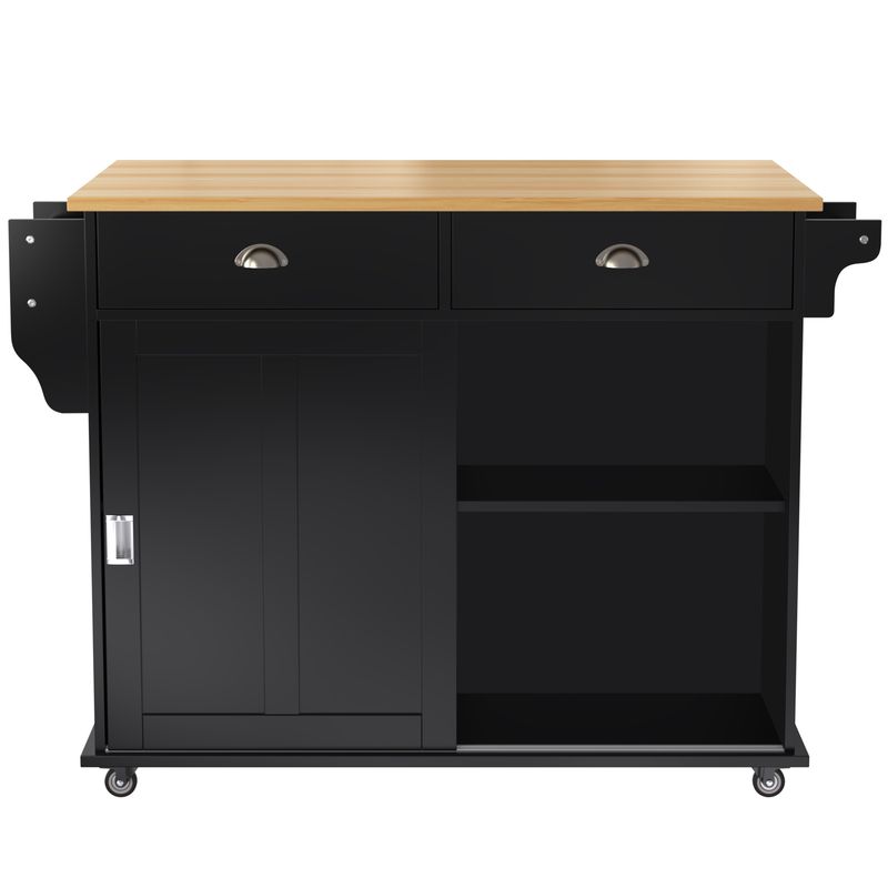 Aparador Schwarz 112x94cm, Klappbare Platte, Stauraumtüren, Rollen Für Küche/Esszimmer_voghion.com