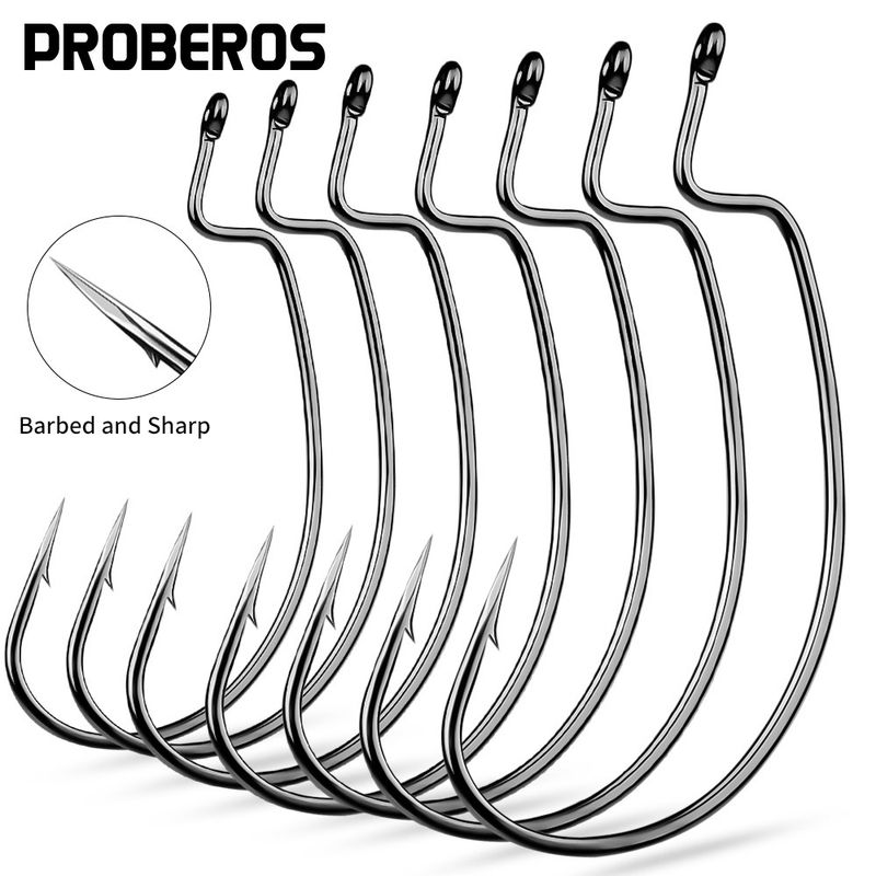 High Carbon Steel Reinforced Crank Triangle Tooth Sharp Worm Soft Bait Texas Rig Lure 50/Pack Sea Fishing Hook_voghion.com