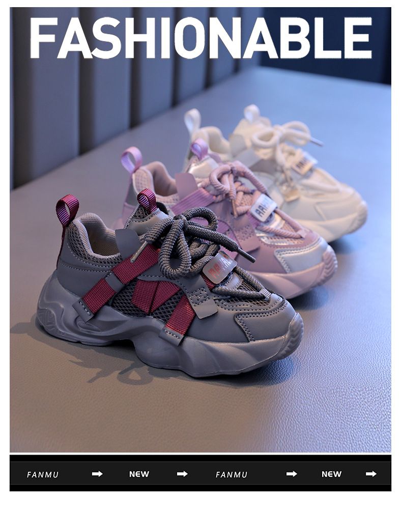 Mother & Kids Girls Sports Shoes New Models Children's Spring Girls Big Children's Dirt Resistant Daddy Shoes Children's Shoes_voghion.com