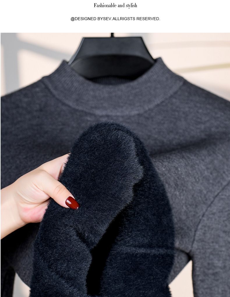 Herfst en winter Nieuw Halfhoge hals gebreid voor mannen, middelbare vader, effen kleur eendelig fleece anti-pilling warm_voghion.com