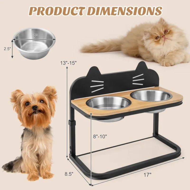 And Cats Pet For Stainless Feeder Small 2 With Steel Elevated Medium Dogs And Bowls_voghion.com