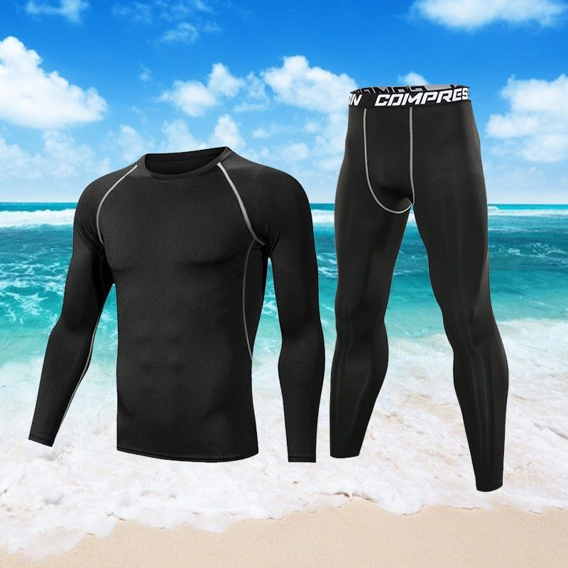 Surfing swimsuit, sun protection, swimming long sleeved top, self-defense diving suit, men's swimsuit set, soaking in_voghion.com