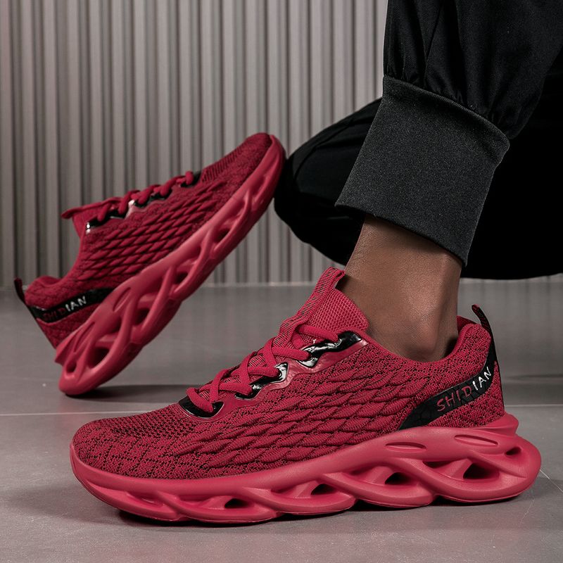 Hot Fried Dough Twists soled sports fish scale flying woven running shoes, men's high-quality Jinjiang shoes_voghion.com