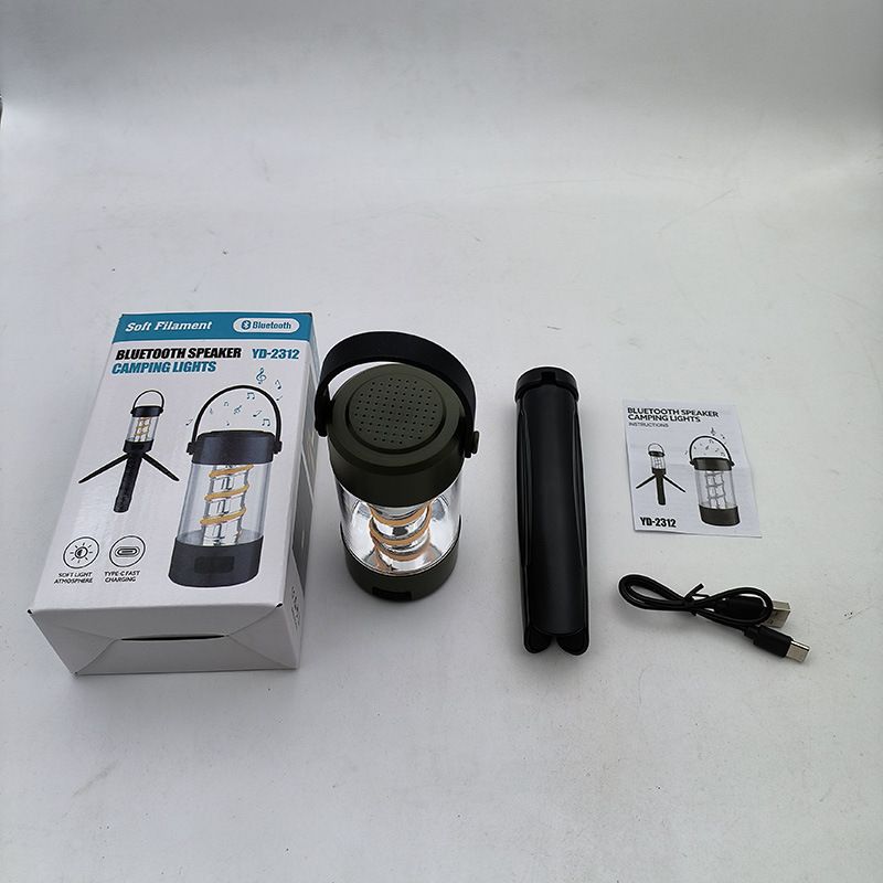 Yeni Bluetooth Ses Çok Fonksiyonlu Şarj Çadırı Kanca Tarzı Kamp Işığı_voghion.com