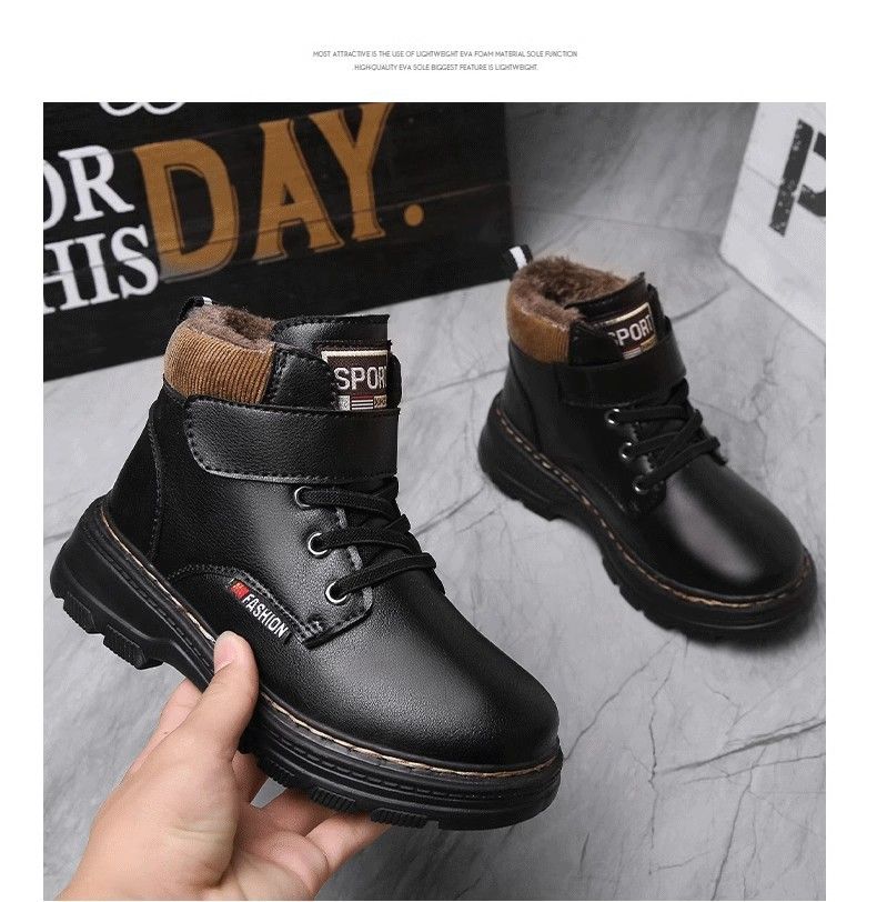 Scarpe per bambini, scarpe di cotone, scarpe da ragazzo, stivali invernali in velluto, spessi e caldi, nuovi stivali da neve Martin, grandi, in cotone e pelle, impermeabili_voghion.com
