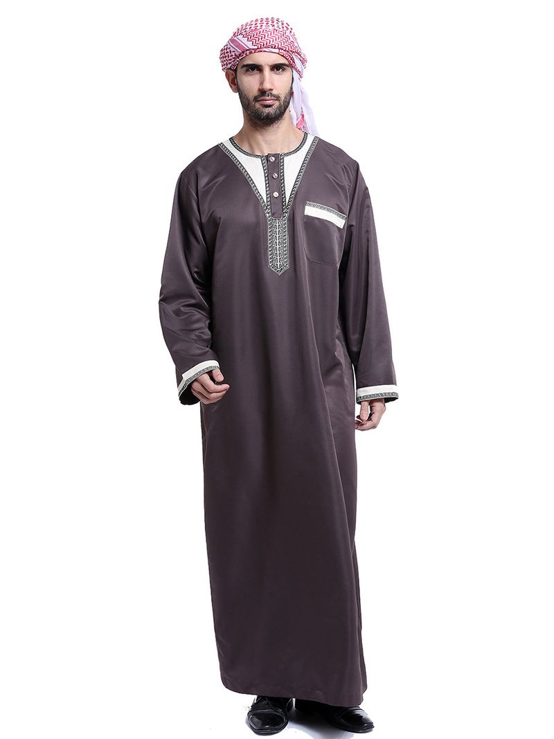 Ropa de hombre Túnicas de hombre caftán musulmán de moda bordada_voghion.com