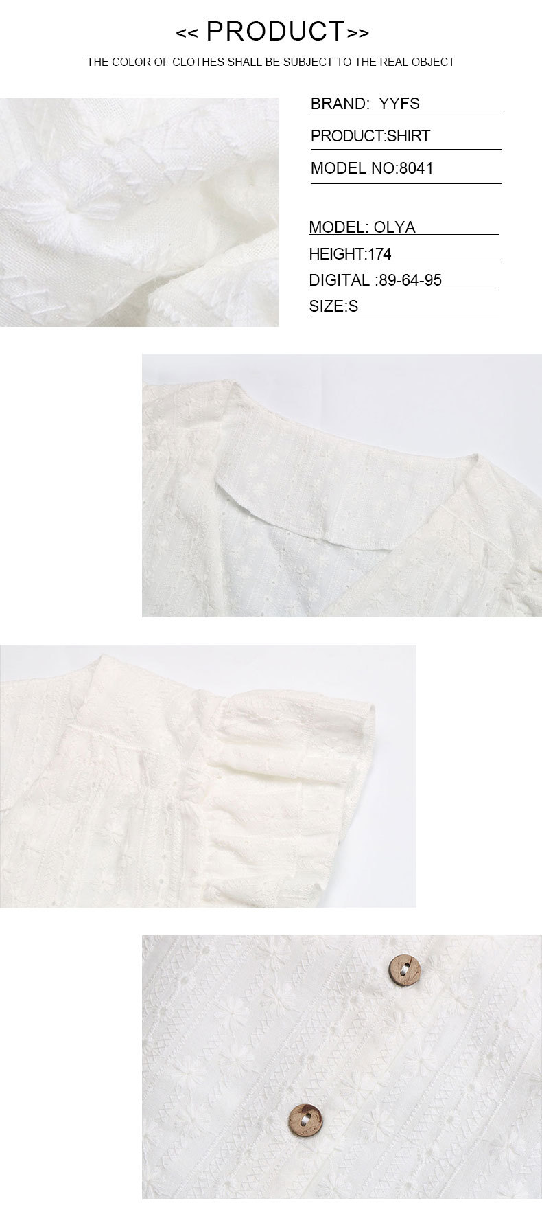 Camisa casual de algodón con cuello en V blanca_voghion.com