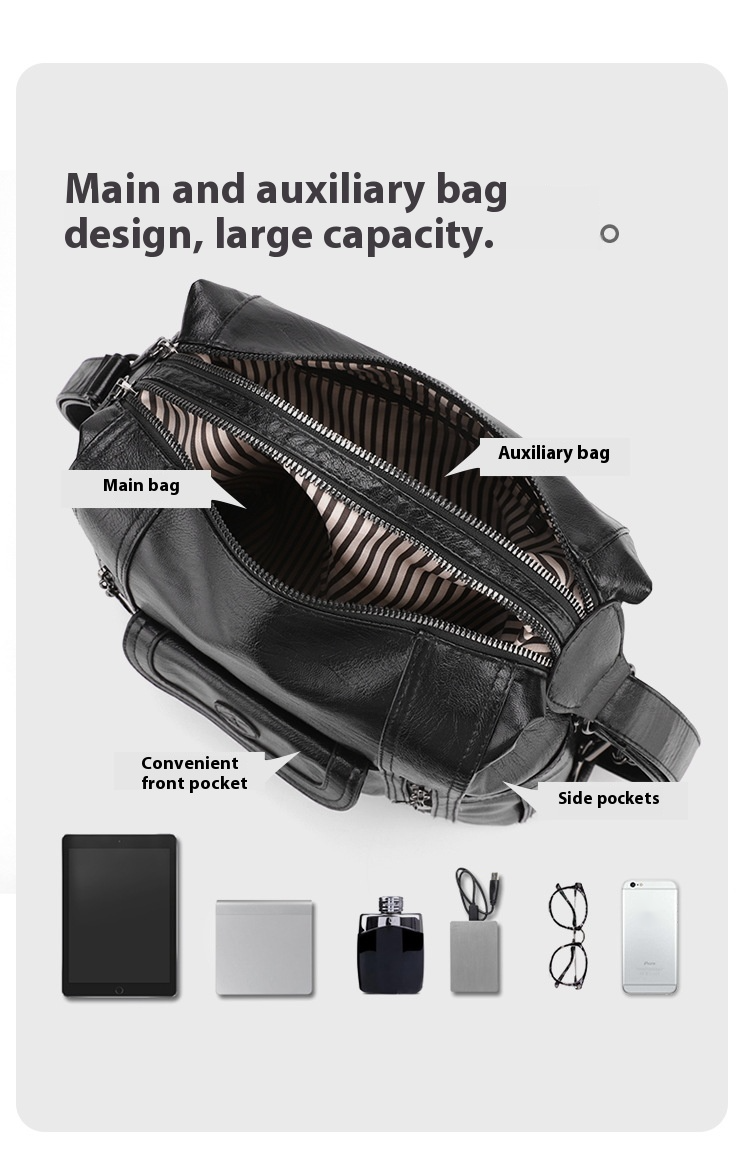 New Shoulder Bag Women's Bag Trendy And Versatile Simple And Fashionable Korean Version Large Capacity Handbag Backpack_voghion.com
