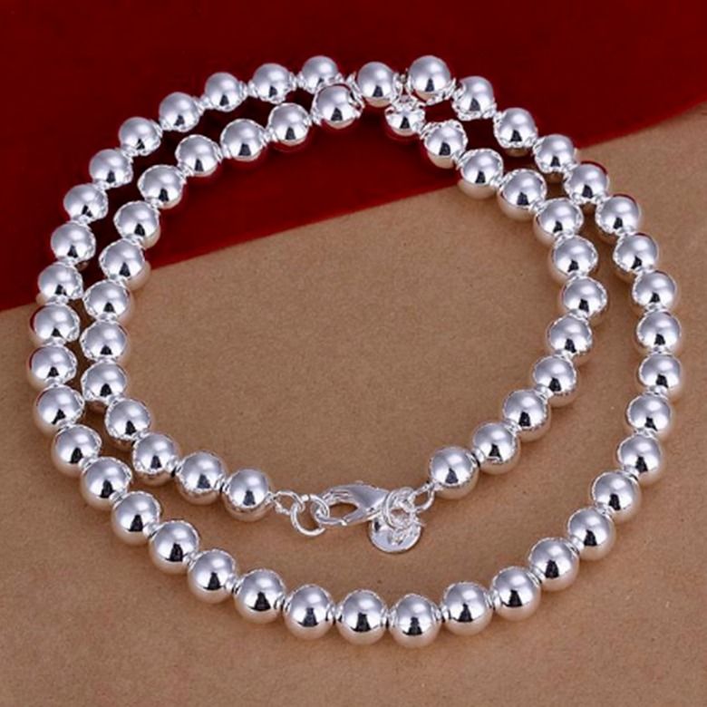 Collana da donna in argento sterling 925 con perline cave da 10 mm e catena da 20"_voghion.com