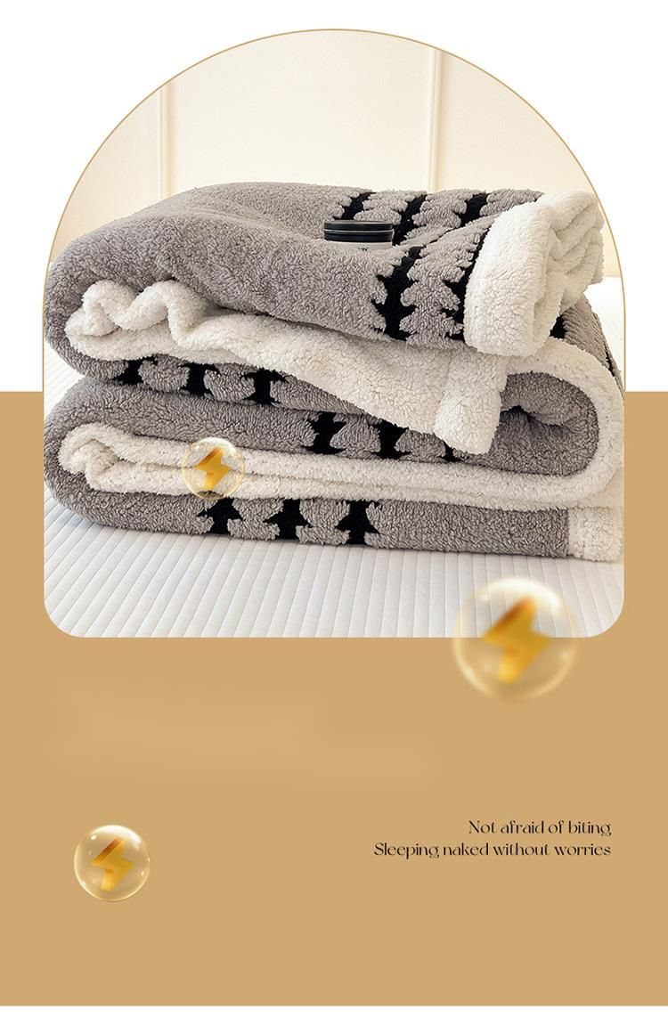 Couverture de sieste multifonctionnelle en laine d'agneau, double couche, épaisse et chaude, en velours d'épicéa, modèle 2025_voghion.com