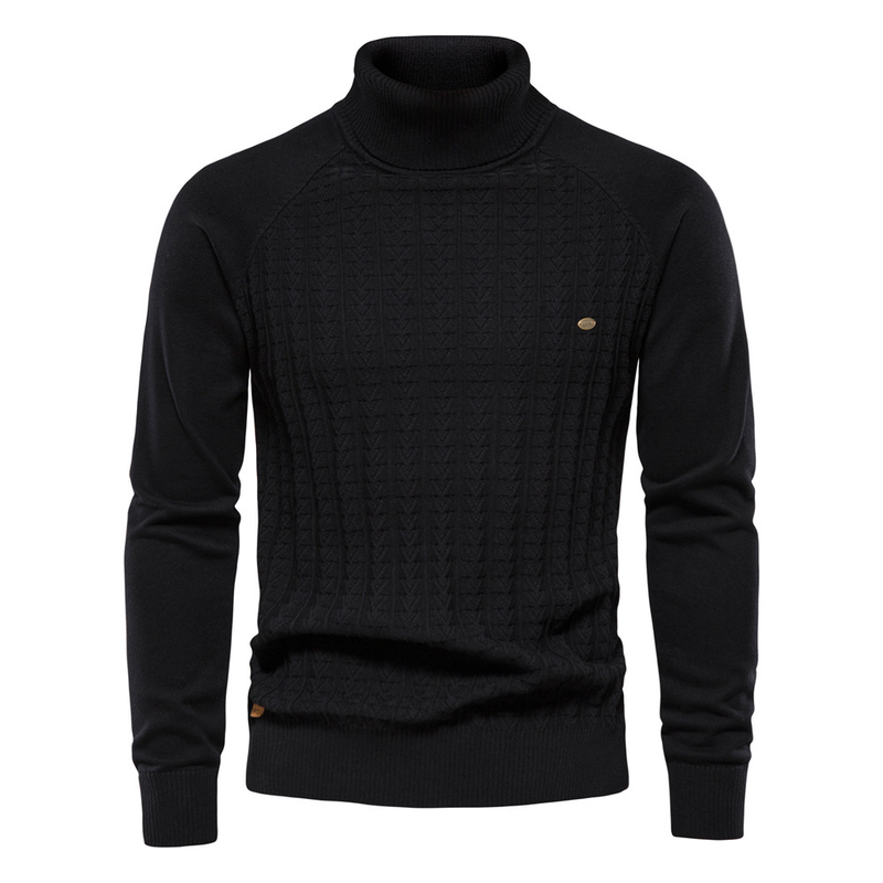 Man's clothing Men's turtleneck sweater Solid color men's sweater business casual sweater for men_voghion.com