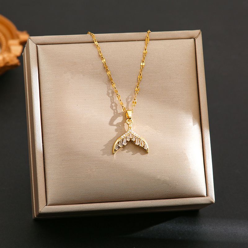 Titanium Necklace With Zircon Tail For Women, Niche Design, Titanium Steel Lock Chain, Ins Cool Style Jewelry_voghion.com