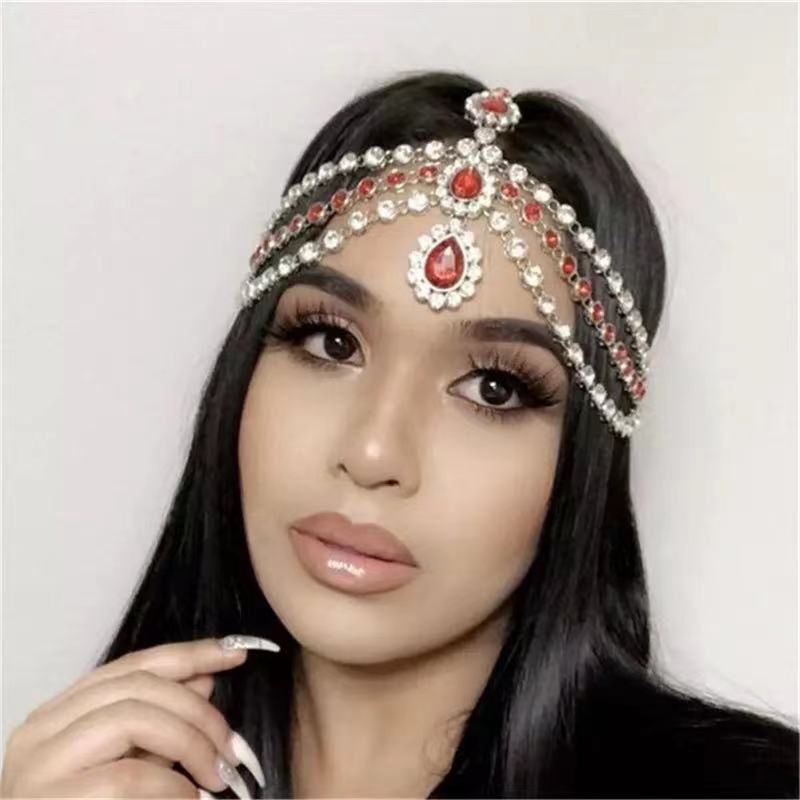 Accessori per capelli retrò bohémien, copricapi da sposa intarsiati con ciondolo per sopracciglia in diamante, catena per capelli_voghion.com