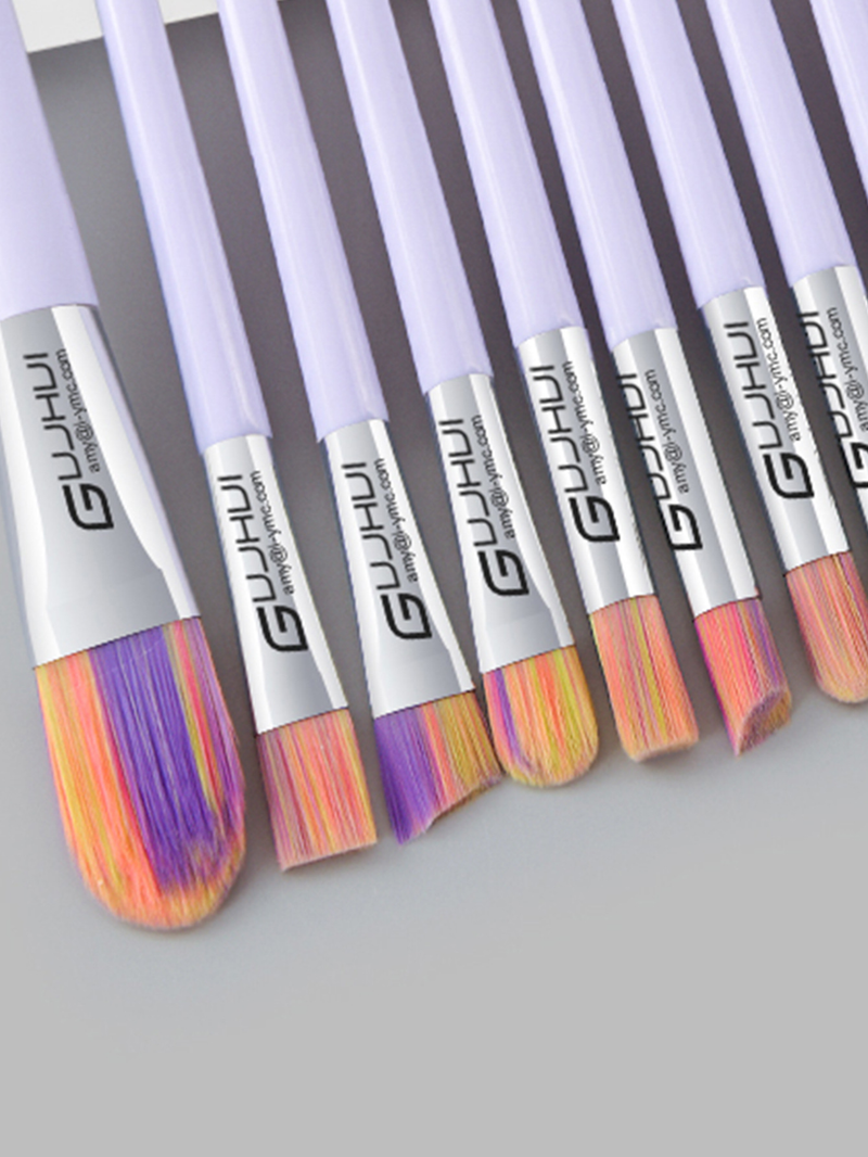 Set di pennelli per trucco con manico in unicorno viola chiaro da 20 pezzi, incluso pennello per fard e pennello per cipria. Vendite dirette in fabbrica GUJHUI_voghion.com
