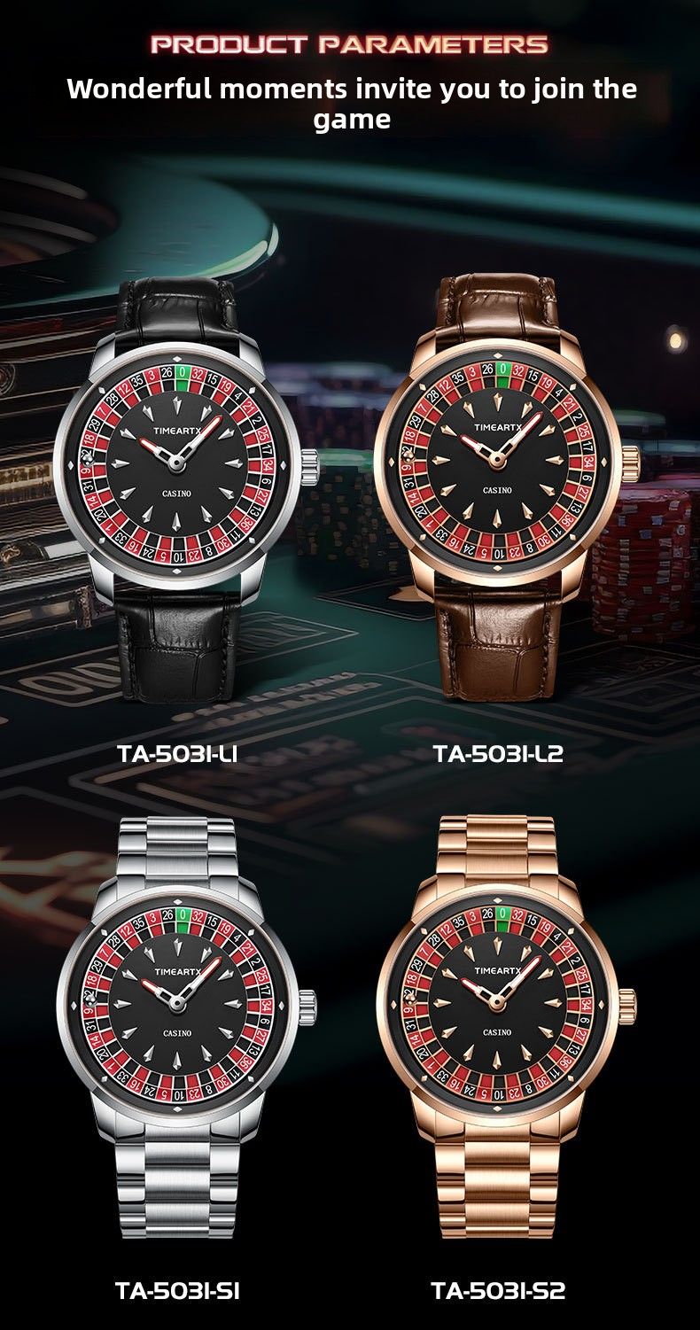 TIMEARTX Cross-Bordr Trad Nw Roultt Mn's Watch Luminous Watrproof Lathr Strap Trndy Quartz Wristwatch_voghion.com