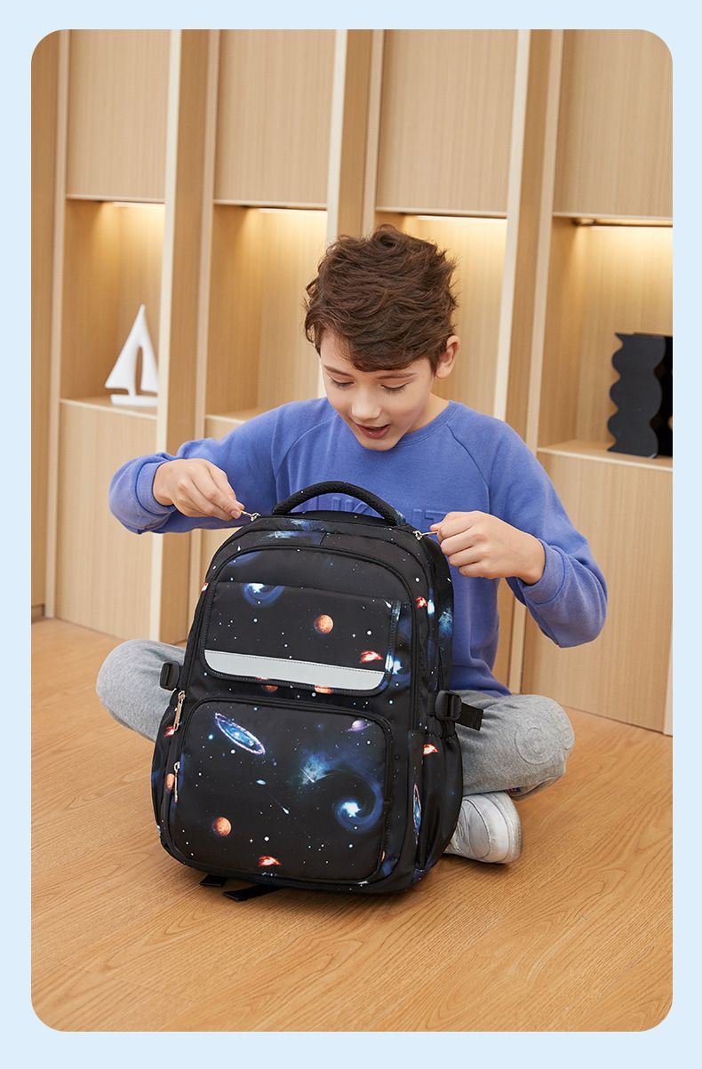 Kinderschultasche Große Kapazität Schülerschultasche Sternenhimmel-Print-Rucksack Multifunktionaler Kinderrucksack Dreiteiliges Set_voghion.com