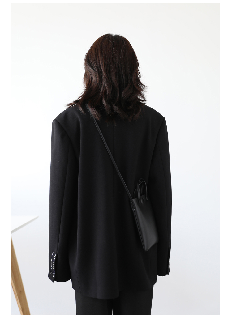 CHICVEN Donna Office Lady Blazer Polsino Ricamo Spalla Larga Abito in Twill Capispalla Donna Autunno Capispalla Elegante Top_voghion.com