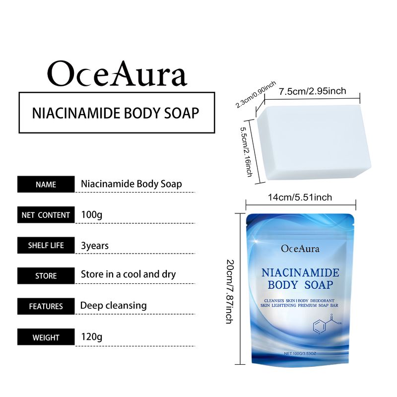 OceAura Niacinamide Soap Gently Cleans And Moisturizes Skin, Brightening, Silky, And Refreshing Body Soap_voghion.com