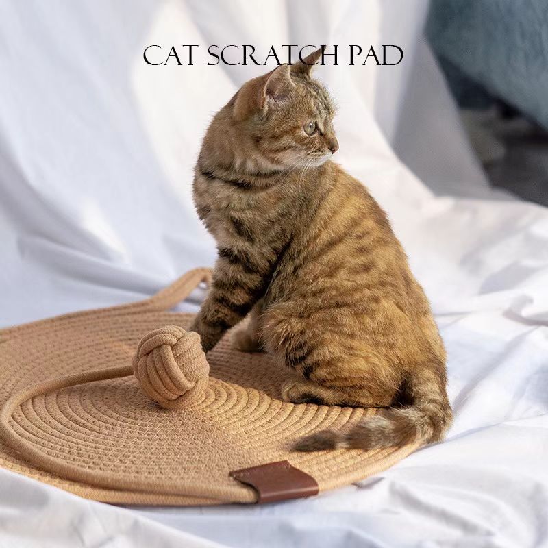 Cotton Rope Woven Scratching Carpet Cat Lying Pet Self-Entertainment Ball Sleeping Mat Wear-Resistant Scratch-Resistant_voghion.com