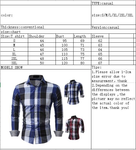 Men's Clothing Long-sleeved Plaid Shirt Fashion Lapel Casual Shirts_voghion.com