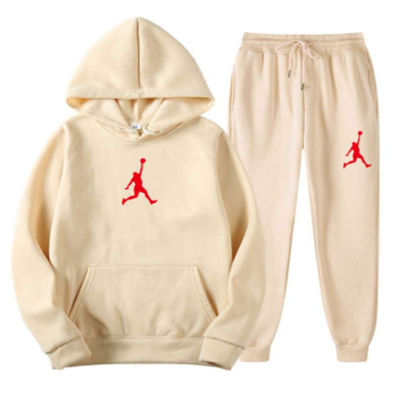 N S Autunno Inverno Stampa Tuta sportiva casual Felpa con cappuccio Set da due pezzi_voghion.com