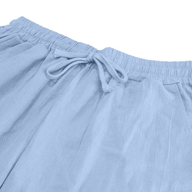 Pantaloni larghi da uomo Four Seasons in lino casual hip hop da spiaggia, a gamba larga_voghion.com