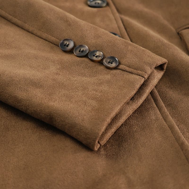 Trench in similpelle da donna con cintura in vita e colletto a revers - Elegante giacca a maniche lunghe per autunno inverno (marrone/nero/grigio/fantasia)_voghion.com