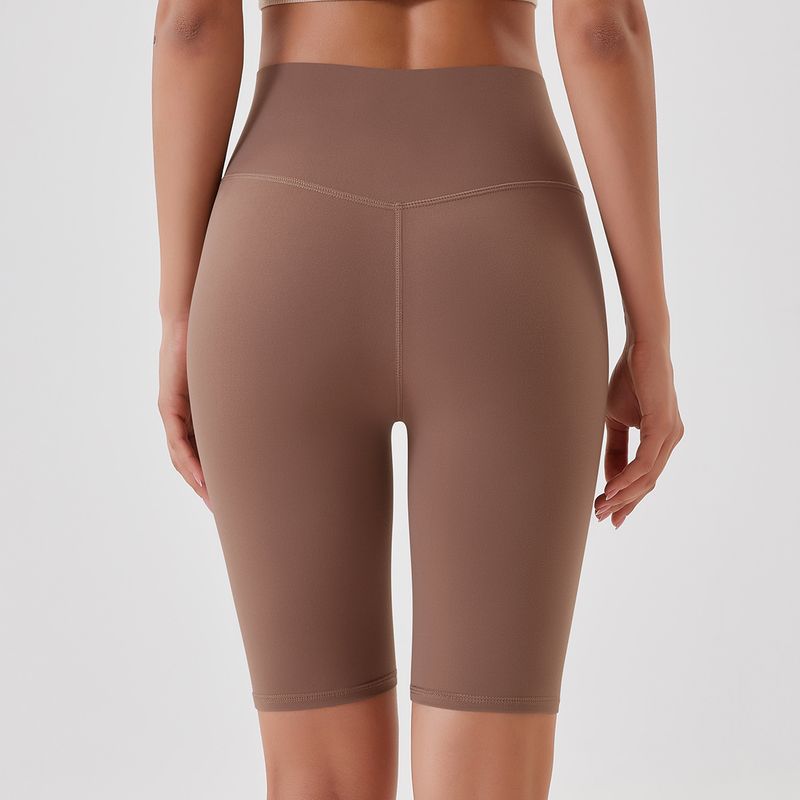 Women's Clothing double-sided brushed yoga shorts without embarrassing lines, buttocks lifting and abdominal control sports running fitness pants_voghion.com
