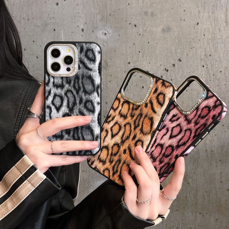 Rhinestone Lens Leopard Print For IPhone 15 Pro, 14 Max, High-End Feel 13 Pro Phone Case_voghion.com