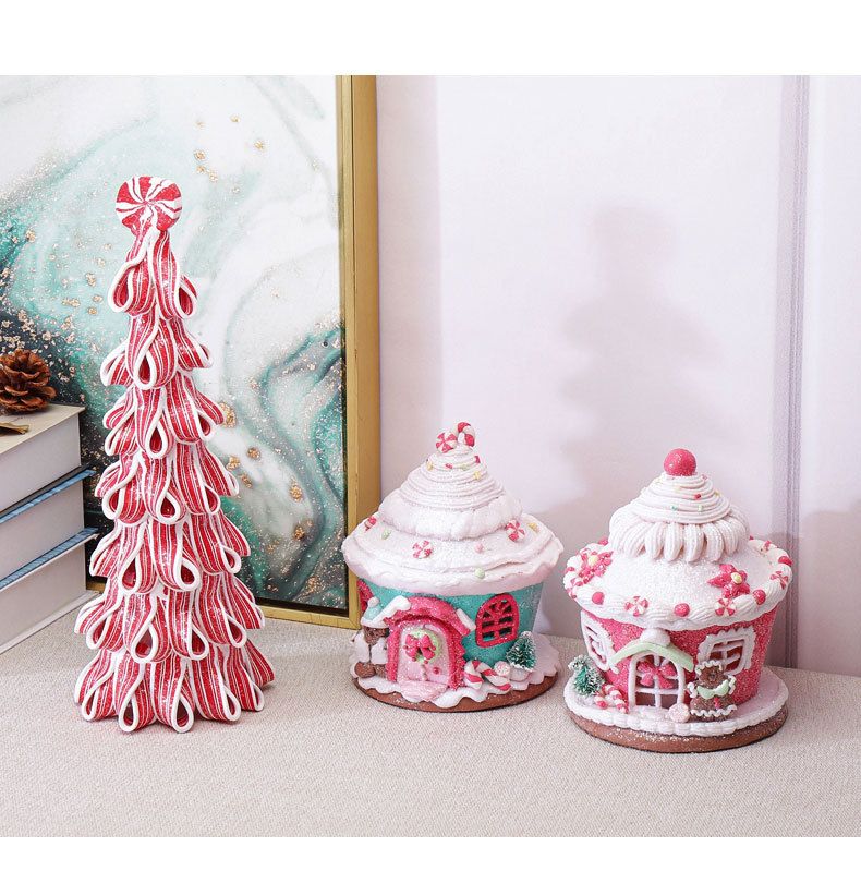 Christmas Decorations Home Luminous Soft Clay Castle House Bread Soil Christmas Shopping Mall Window Decoration Set_voghion.com