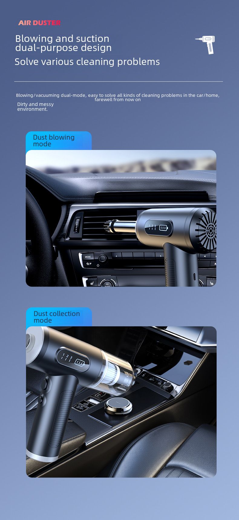 Novo soprador de pó soprando e aspirando integrado portátil de alta potência 50000RPM aspirador de pó portátil para carro com display digital_voghion.com