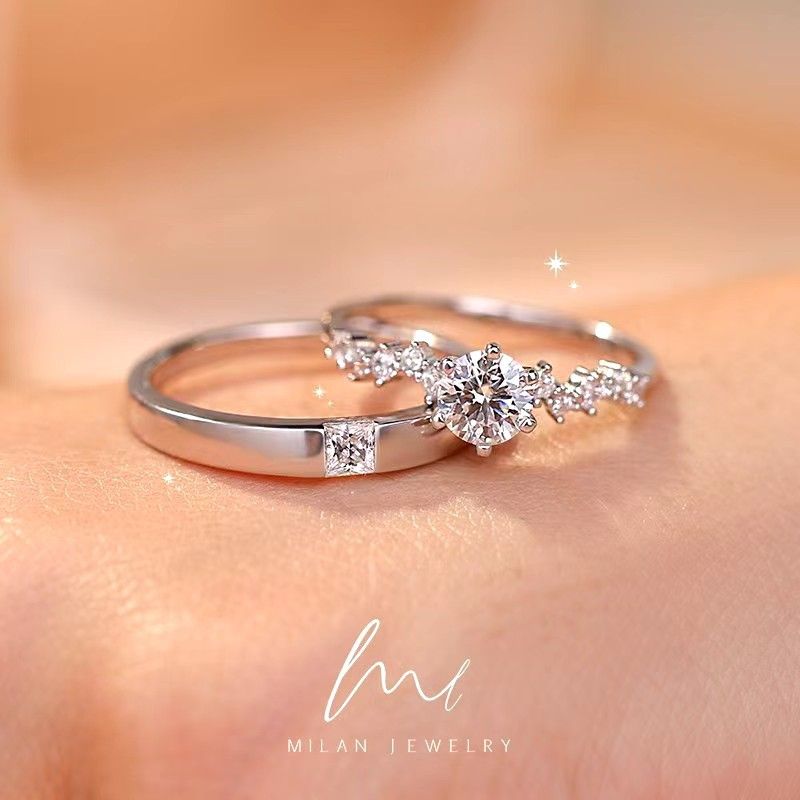 Moissanite Diamond Ring For Women, Sterling Silver Ceremony Wedding Couple Rings, Simulated Proposal Ring, Anniversary_voghion.com