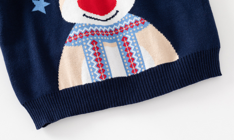 Weihnachts-Hirsch-Pullover für Jungen, Herbst-Kinderpullover mit gestreiften Ärmeln_voghion.com