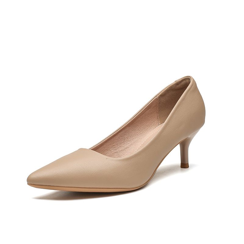 MTX 555-8 Nude High Heels Damen Dünne Ferse 2025 Frühling Sommer Französischer Stil Weiches Leder Spitzschuh Elegant Professionelle Arbeit_voghion.com
